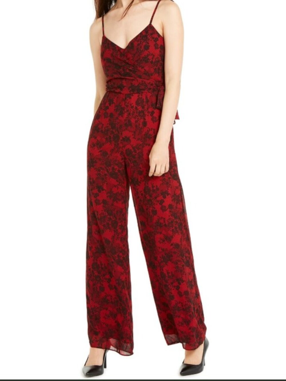 MICHAEL MICHAEL KORS WOMEN'S LACE-PRINT FLORAL JUMPSUIT (SIZE MEDIUM)